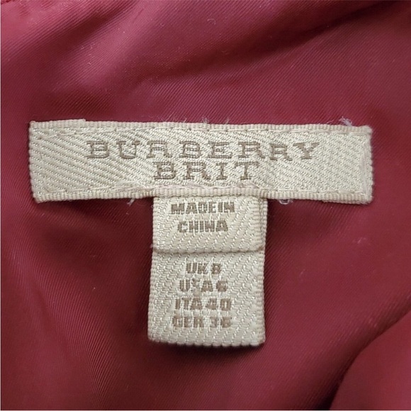 Burberry Brit Dress 6 Red Plaid Pencil Sheath Trench Wool Novacheck Nova Zip - Picture 8 of 15